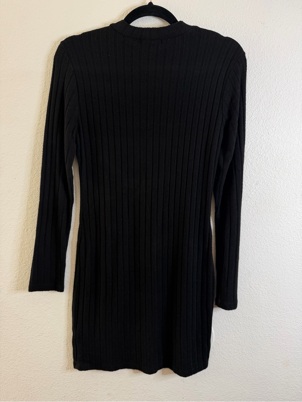Ambiance Black Ribbed Long Sleeve Knit Dress - Picture 4 of 5